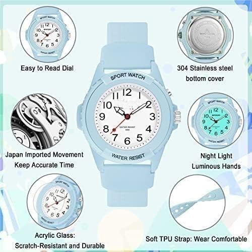 Khazna Kids Analog Watch for Boys Girls, Waterproof Time Teaching Watch, Easy to Read and Learning Time for Children 6-18