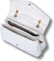 Natalia Soft Puffer Quilted Leather Women's Crossbody Handbag with Gold Chain