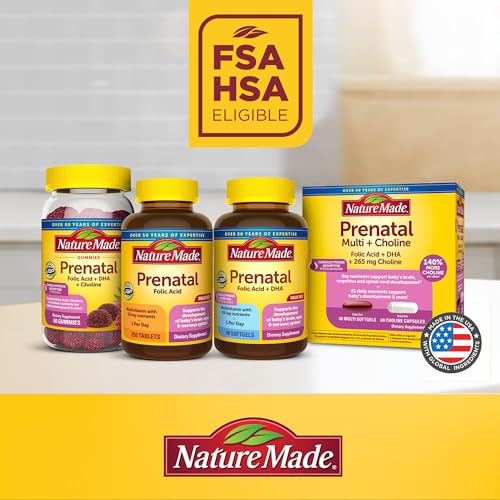 Nature Made Prenatal with Folic Acid + DHA, Dietary Supplement for Daily Nutritional Support, 110 Softgels, 110 Day Supply