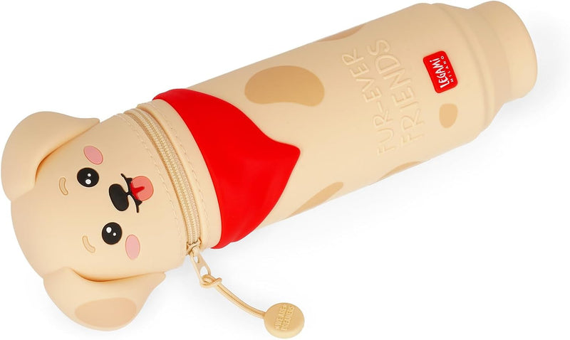 LEGAMI - Kawaii 2 in 1 Soft Silicone School Compartment Golden Table Pen Holder Zipper Pen Pencils H 20cm