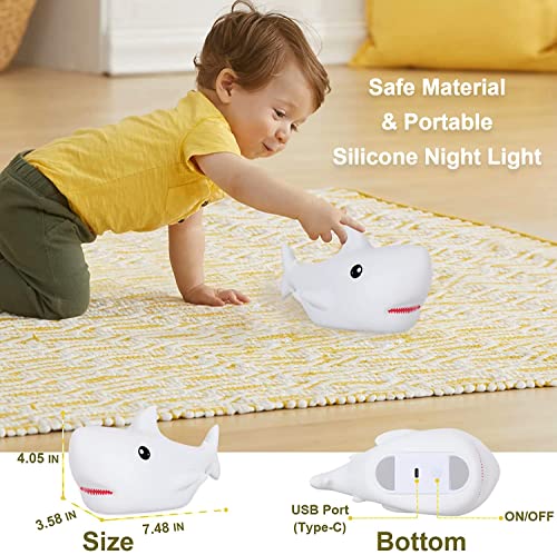 SYOSI Kids Night Light Lamp for Kids, Cute Shark Silicone Baby Night Light, Cute Nursery Light Silicone Animal Night Lamp for Baby Room Lights for Bedroom, Kawaii Gift for Kids Baby Boy
