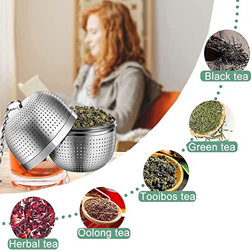 Azonee Tea Infuser for Loose Tea, Stainless Steel Tea Infuser Mesh Tea and Herb Ball Strainer, Tea Ball Strainers Infuser with Drip Trays, for Loose Leaf Tea, Herbal Tea, Mugs Teapots Spice(2 Pcs)