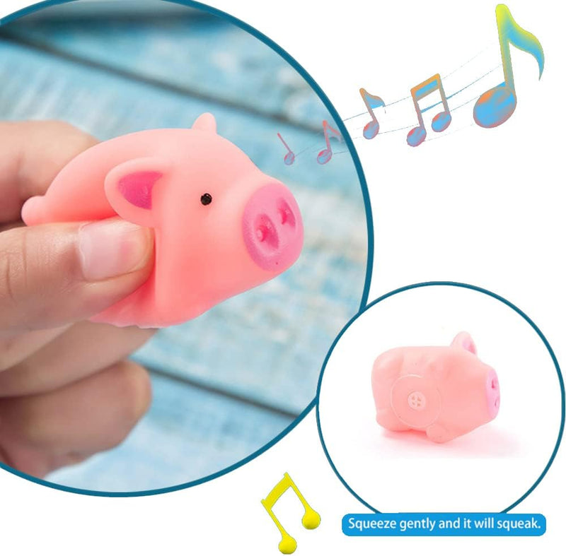 YUERFEILA Baby Bath Toys 4Pcs Rubber Pink Pig Family Squeak Float Bath Ducks Bath Tub Shower Toys for Toddlers Boys Girls