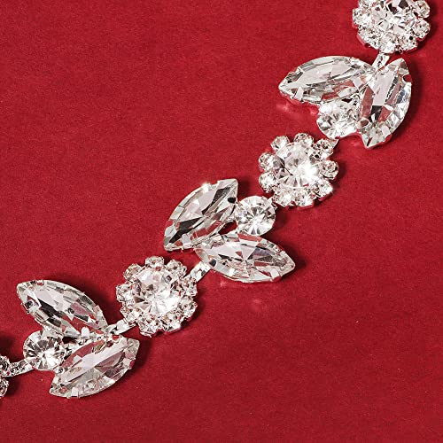 Bethynas Wedding Bridal Garter Diamond-Cut Thigh Chain Gemstone Cluster Leg Chain Stretchy Thigh Belt for Women Girls