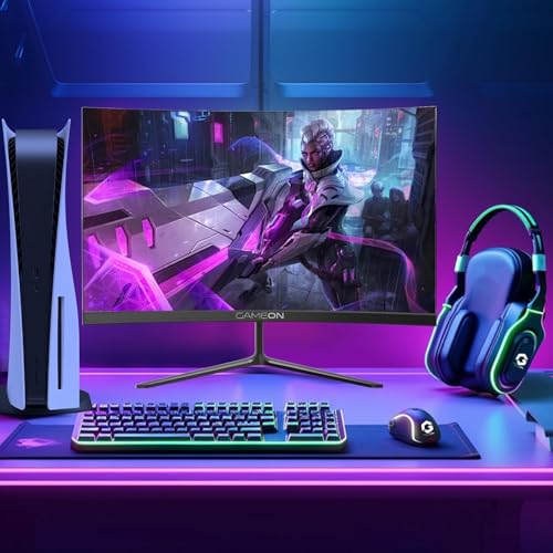 GAMEON GOC24F180VA Pro Series Curved Gaming Monitor 24 inch, 1920x1080p FHD Fast VA Panel, 180Hz, 0.5ms, HDMI 2.1, G-Sync & Freesync, Crosshair assistant, Built-in Speakers, Supports HDR, PS5, VRR