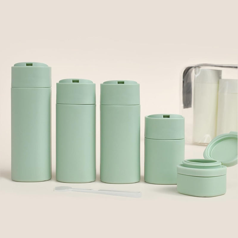 NALACAL Travel Dispenser Bottles for Toiletries, 5 Pack Travel Size Containers, Leak Proof Refillable Travel Accessories for Shampoo Conditioner, Portable Travel Bottles with Clear Toiletry Bag