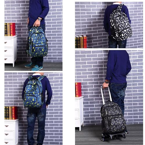 Boys Rolling Backpacks Fashion Printed Girls Wheeled Luggage Bags Kids Trolley School Bags Large Capacity for School Students Bookbag