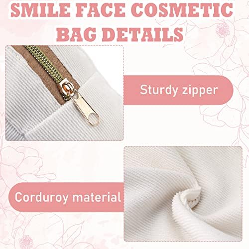 Pinkunn 4 Pcs Preppy Makeup Bags Christmas Chenille Letter Bag Face Skin Hair Stuff Cosmetic Bag Corduroy Makeup Pouch with Zipper Birthday Gifts for Women(Purple, Pink, White, Blue,Corduroy)