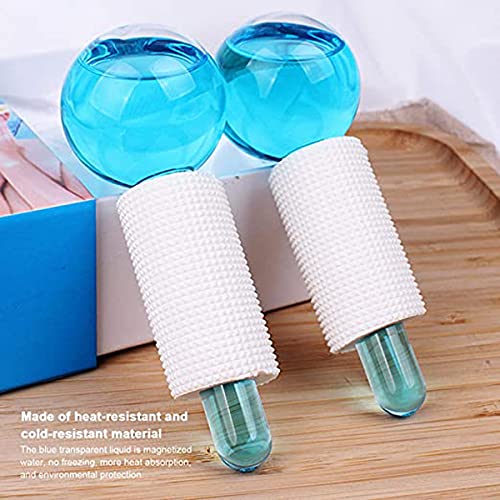 KASTWAVE Ice Roller Globes, Ice Race Massager, Facial Roller Cold Skin Massagers Crystal Glass Ball for Redness Soothing Face Wrinkle Remover Beauty Care Tool 2PCS