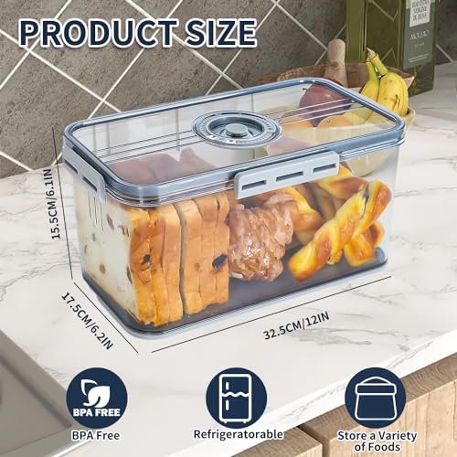 Angju Bread Box With Bamboo Wood Cutting Board Lid & Bread Slicer Holder, Rectangular Cream Color Bread Container For Kitchen Countertop, 40.5 * 21 * 13cm, Bread Storage Container