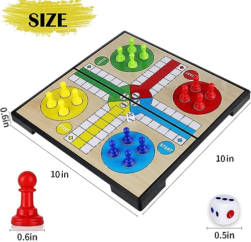 REVHQ Ludo Board Game,Magnetic Ludo Board Games Folding Flight Game Flying Chess Entertainment Educational Gift for Children Students Adults Family Home School Travel