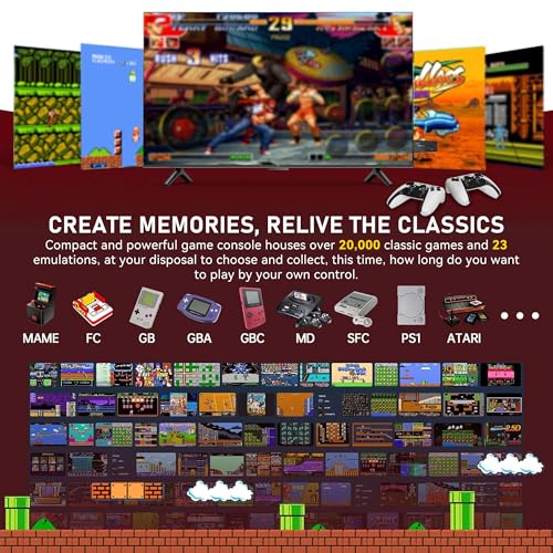 BADGOAL 2024 New Retro Game Console, Nostalgia Gaming Stick, Classic Video Games with 4K HDMI, 20,000 Games and 19 Emulators, Upgraded Dual 2.4G Wireless Controllers 64GB