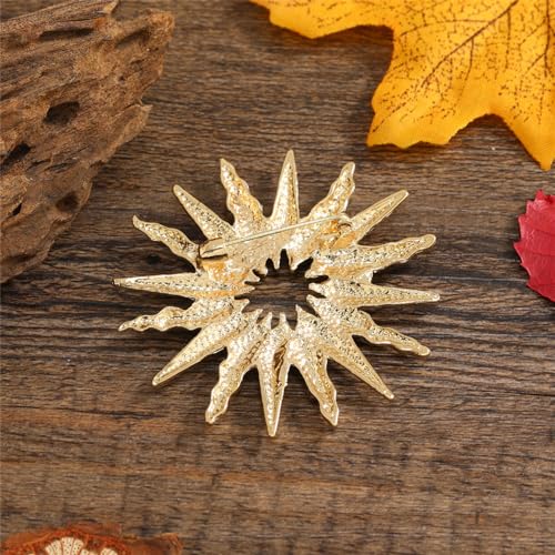 Dtja Gold Sun Brooch Pin for Women Girls Fashion Gold Plated Celestial Apollo Brooches Lapel Pins Dainty Suit Hat Dress Accessories Birthday Holiday Jewelry Gift