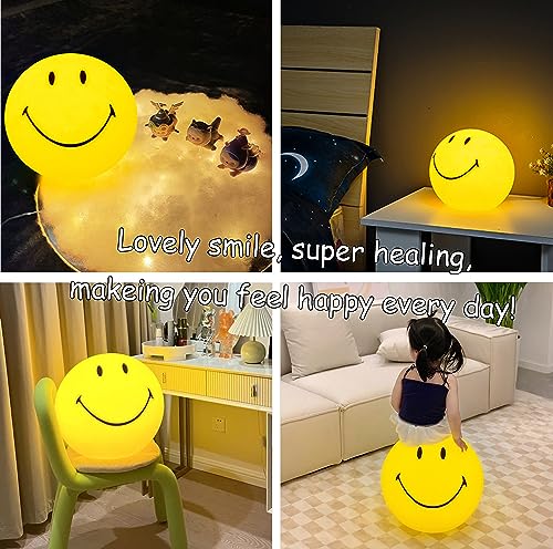TIMAXSUN Super Healing Cute Smiley Face Night Light, Night Lights for Kids Bedroom, Indoor Decoration Atmosphere Lamp, Gifts for Women Teen Boys Girls and Baby (23CM)