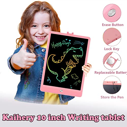 Kaihery LCD Writing Tablet for Kids,10 Inch Large Screen Doodle Board Writing Pad,Colorful Erasable Electronic Drawing Writing Pads, Educational and Learning Girls Gifts Toys for 3-8 Year Old