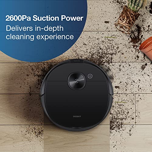 ECOVACS Deebot N8 Pro+ Robot Vacuum and Mop Cleaner - up to 60-Day Self Cleaning, Laser Navigation, Obstacle Avoidance, Multi-Floor Mapping, 2600Pa Suction, Alexa Compatible,Black