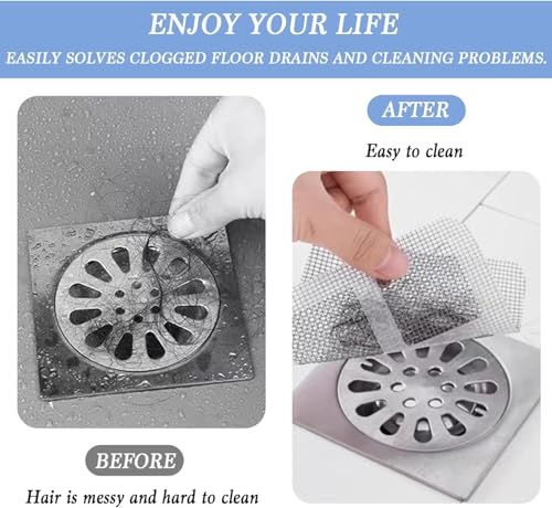 50 Disposable Shower Drain Mesh Stickers, Floor Drain Stickers, Sink Strainer Stickers, Hair Catcher, Hair Sewer Stickers for Bathroom, Laundry Room, Bathtub, Kitchen, Sink, and more.