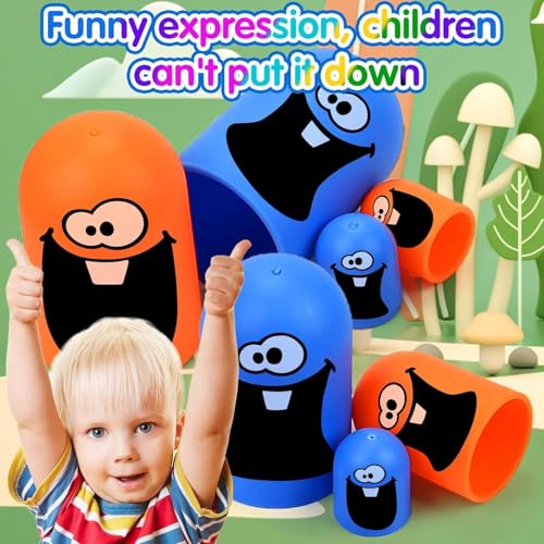 Elvyagod Big Eat Small Tic Tac Toe Game Set, 2 Players Tic Tac Toe Big Eat Small Game Parent-Child Interactive, Blue Orange Gobblet Gobblers Board Game, Family Games to Play and a Classic Game