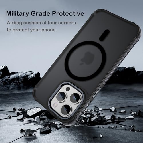 for iPhone 12 Case,iPhone 12 Pro Case Magnetic [for Magsafe][Military Grade Shockproof Protection] Anti-Scratch Non-Slip Matte Translucent Slim Phone Case for iPhone 12 Cover/iPhone 12 Pro Cover,Black
