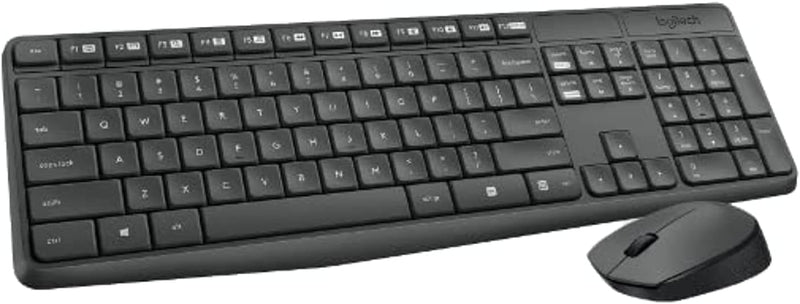 Logitech MK235 Wireless Keyboard And Mouse Combo, 2.4 Ghz, English/ Arabic, Black - US Intl Layout MK235