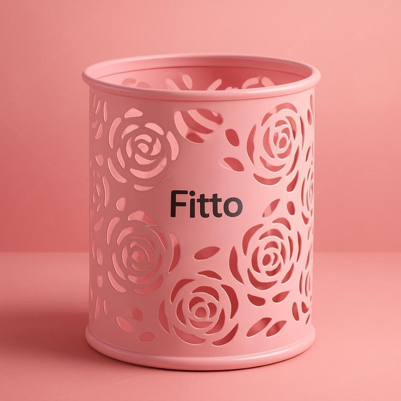 Fitto Pink Pen Holder Round 8x9cm Desk Organizer