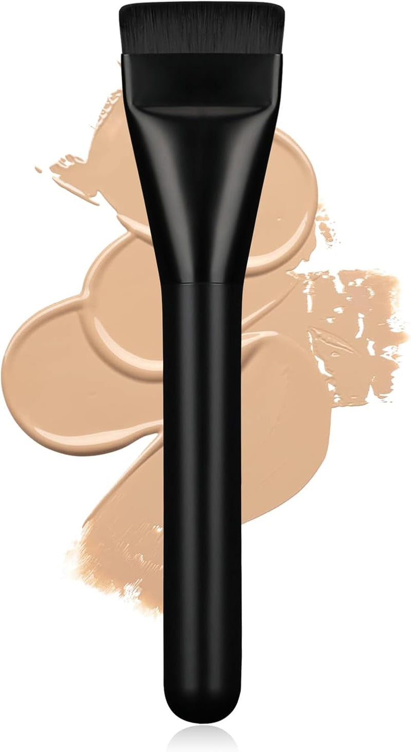 BEAUTYFACTOR Flat Foundation Brush,Korean Makeup Brush Spatula Facial Brush for Liquid Foundation,Premium Face Makeup Brush for Blending Cream (Silver)