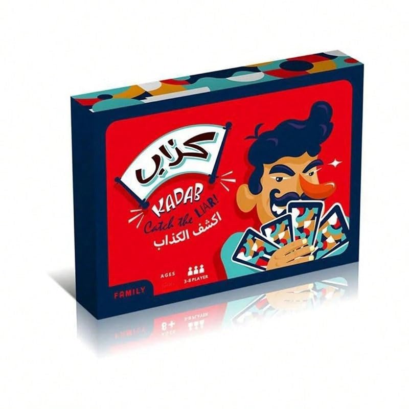Kadab,Catch The Liar, Exciting Arabic Family Board Game, Strategic Gameplay, Emotional Intelligence, Bilingual Fun, Quality Components & Educational Value, 3-8 Players, Ages 8+,