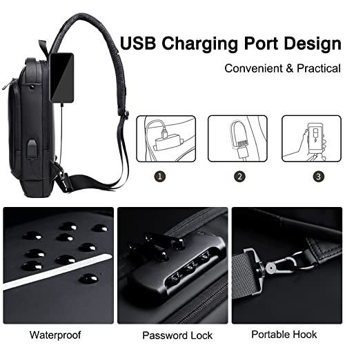 FANDARE Anti-theft Sling Bag Business Men Bag Chest Crossbody bags with USB