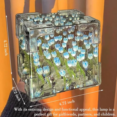 Excefore Tulip Flower Night Light, Handmade Flower Decoration Lamp, DIY Decoration Tulip Flower Night Light for Bedroom, Living Room, and Kids Room Atmosphere Decoration Desk Ornaments