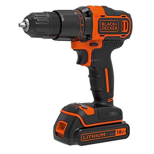 BLACK+DECKER Cordless Hammer Drill,18V, 1.5Ah Li-Ion Battery, 10 Torque Settings, 21,000 BPM, Variable Speed, Keyless Chuck, Includes Kitbox, for Wood, Metal, Masonry, Orange - BCD700S1K-GB