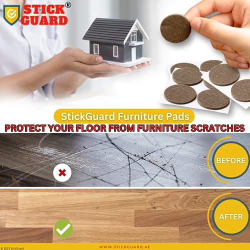 StickGuard Felt Furniture Pads, Self Adhesive Furniture Pads, 145 PCS Premium Felt Pads for Furniture Legs, Scratch Resistant Wood Floor Protectors for Hardwood and Laminate (145 PCS Brown & Beige)