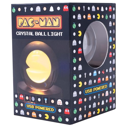 Fizz Creations PAC-Man Crystal Ball Light. Retro Gaming Desk Lamp. USB Powered. Classic Arcade Gaming Gift Mood Lamp.