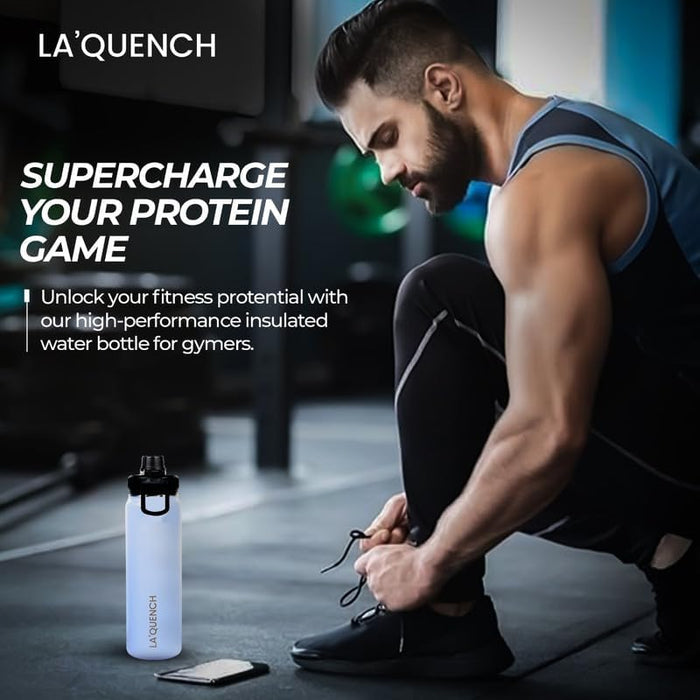 LA'QUENCH™ 18/8 Stainless Steel Water Bottle 710ML / 24oz Double Wall Vacuum Insulated Thermos Flask Wide Mouth Gym Sports Bottle (Army Green)
