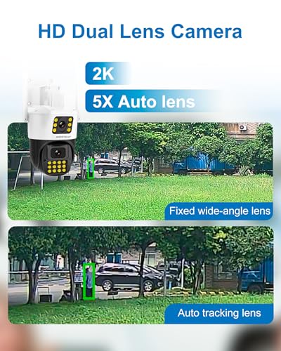 INSEETECH 4MP Dual Lens Security Camera Outdoor, Auto Zoom & Tracking, 98FT Night Vision, 24/7 Recording, IP66, Floodlight, 2-Way Audio, Human Detection & Siren, WiFi & Wired Outdoor PTZ Cam