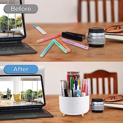 Beynant Pen Holder for Desk, Pencil Holder,5 Slots 360� Degree Rotating Desk Organizers and Accessories, Cute Pen Cup Pot for Office, School, Home, Art Supply