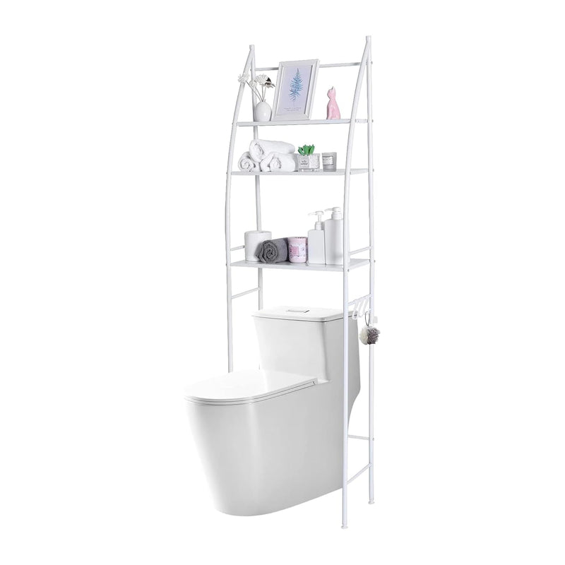 Sulfar Bathroom Storage Shelf 3 Tier, Toilet Storage Rack Easy To Assemble Toilet Bathroom Shelf No Drilling Toilet Organizer White
