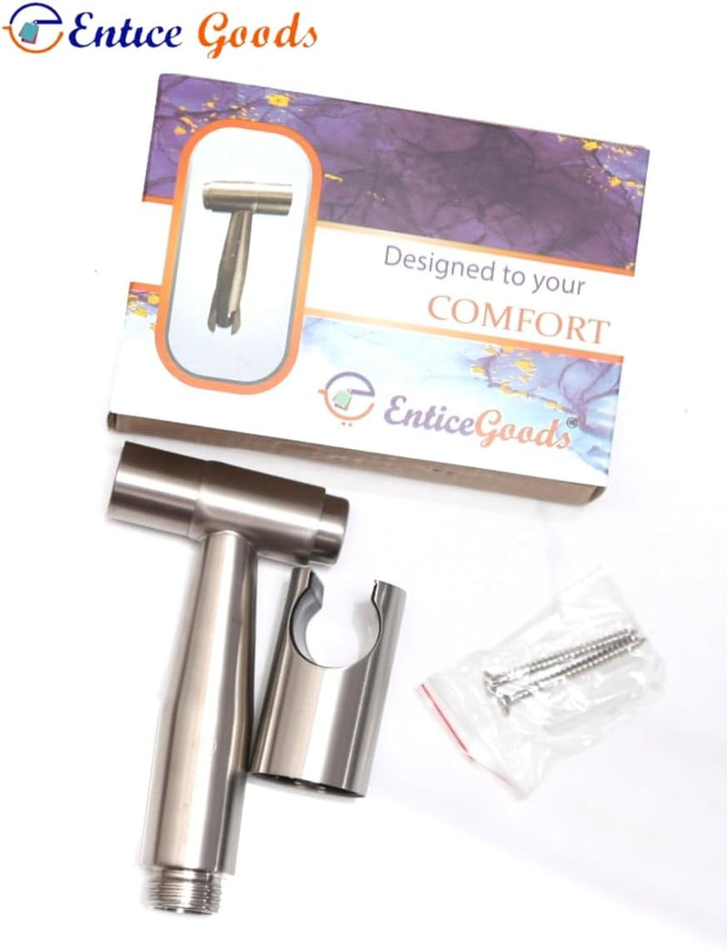 EnticeGoods | Handheld Bidet Sprayer Shattaf Cloth Diaper Toilet Sprayer Stainless Steel Brushed Bathroom Shower (Button handle)