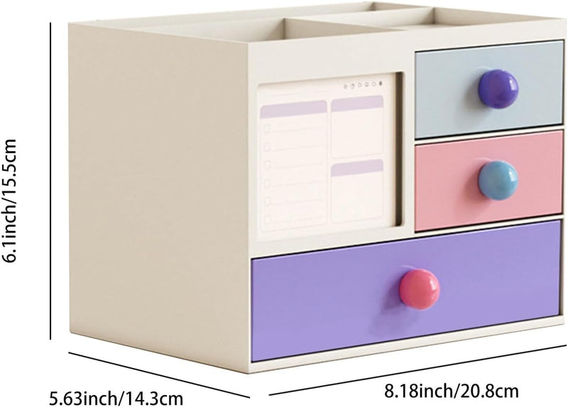 Toguma Small Multifunction Desk Organzier with 4 Drawer, Pencil Pen Holder Makeup Organizer Cosmetics Storage Box Art Supplies Organizer for Office Home (White)