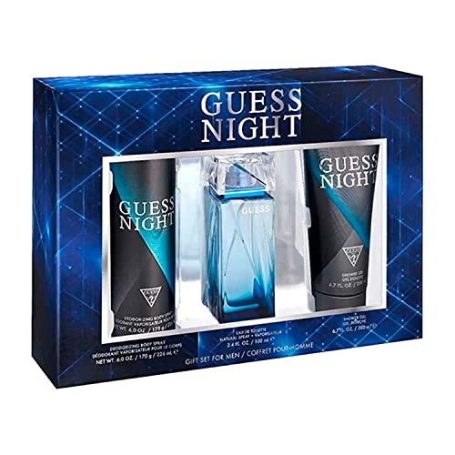 GUESS Night Men's Eau de Toilette Perfume, 100 ml + 200 ml Shower gel + 226 ml Body Spray Set