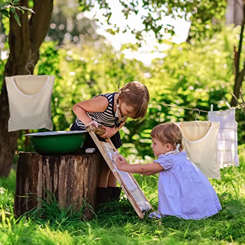 Eccliy 2 Pcs Canvas Clothespin Bag with Hanging Hook for Clothesline Outdoor 15 x 11 Inch Summer Laundry Clothes Pin Holder Portable Pin Hanging Bag Pin Storage Organizer for Home Balcony Travel,Beige