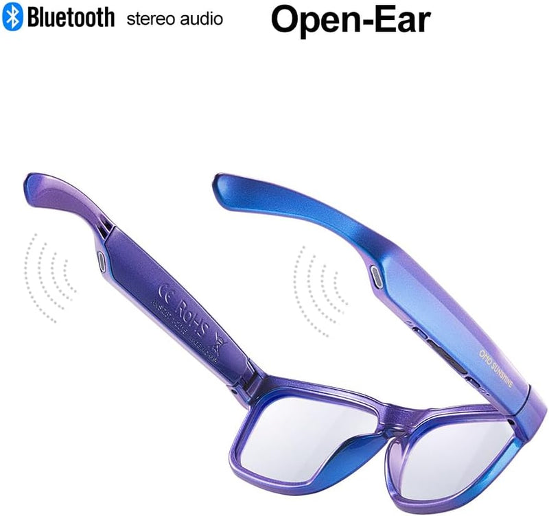 OhO sunshine OhO Bluetooth Sunglasses,Voice Control and Open Ear Style Smart Glasses Listen Music and Calls with Volume UP and Down,Bluetooth 5.0 Audio Glasses and IP44 Waterproof, unisex-adult