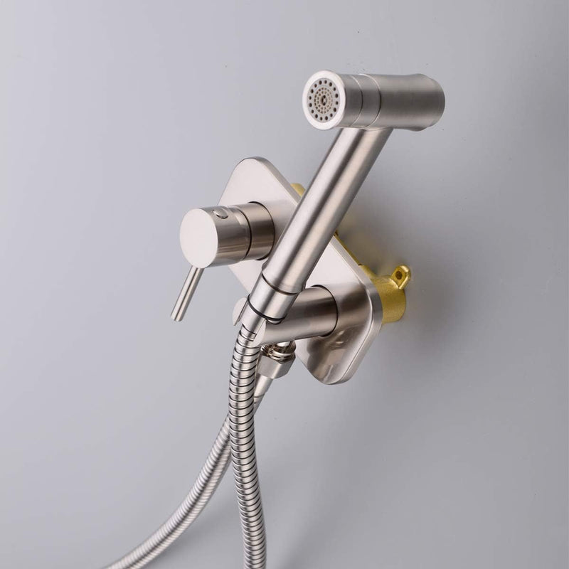TRUSTMI Toilet Concealed Hot and Cold Bidet Spray Set, Brass Hand Held Warm Water Sprayer Shattaf,Chrome