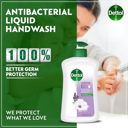 Dettol Sensitive Liquid Handwash Pump, Lavender & White Musk Scent, 200ml x 3