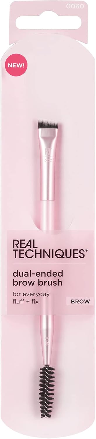 Real Techniques Dual-Ended Brow Brush, For Shaping & Filling, Travel-Friendly Spoolie, Blend Natural, Full, or Laminated Brows, Luxury Applicator, 1 Count - Dual Ended Brow Brush, 1 Count