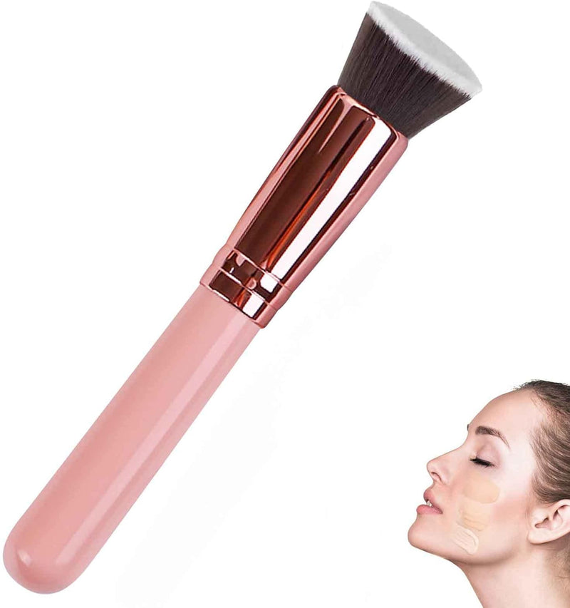 Olakin Make-Up Brush, Foundation Brush, Make-Up Brush, Cosmetic Brush, Flat Cosmetic Brush, Ideal for Creamy, Powdery or Liquid Foundation (Rose Gold)
