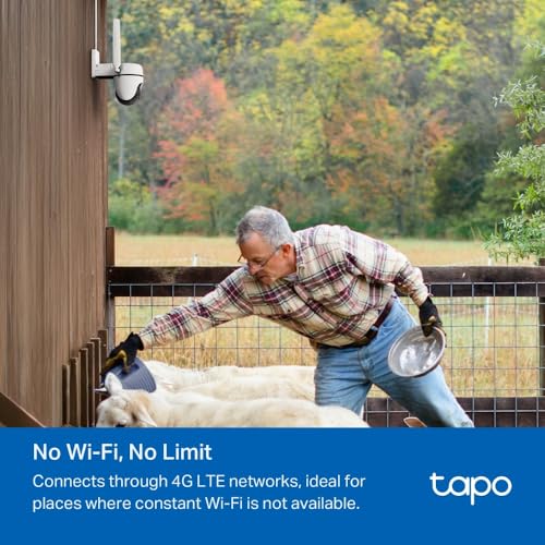 Tapo C501GW 4G 360° Outdoor Surveillance Camera with SIM Card, No Need Wi-FI, Colorful Starlight Night Vision, Free AI Detection, DC/PoE Power, IP66, Local and Cloud Storage