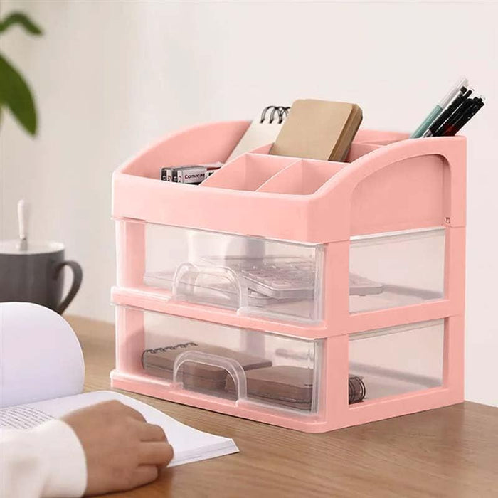 ALOXE Cosmetic Organizer Box Drawers Storage Plastic Stationary Box | Make Up Organiser For Women