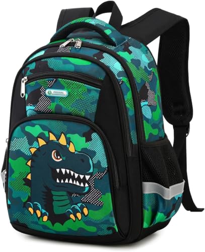 School Backpack, Backpack for Boys Girls School Bookbags, Kindergarten Elementary Middle School, Lightweight Waterproof Multifunctional Large Capacity for Backpack (16 inch Dinosaur Fun Prints)