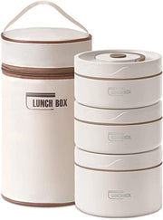 TDOO Microwavable Thermal Lunch Box, Portable Insulated Lunch Containers With Bag, Leakproof Stackable Stainless Steel Food Container For Adults, Kids, Set of 3 Tier Insulated Bento Boxes (beige-c-ae) - beige-e-ae