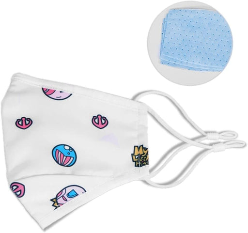 Nohoo Kids Mask REUsable Machine Wash Soft Elastic 4 Layer Protection Filter For Extra Ergonomically Designed 1 + 3 Filters Cotton 2-17Years Mermaid White - S